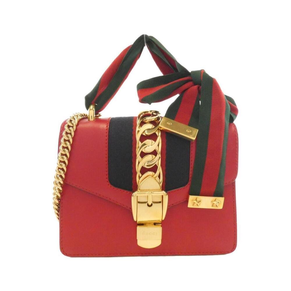 Gucci Sylvie Red Cowhide Leather bag red web